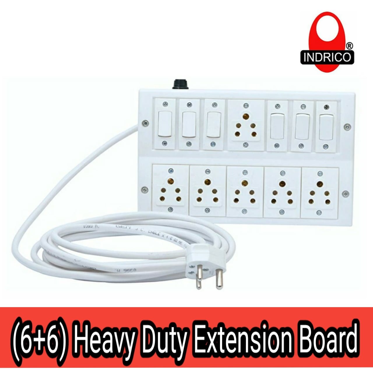 INDRICO® Heavy Duty Extension Board (6+6) Anchor 1.5mm 3 Core Heavy Wire (White)