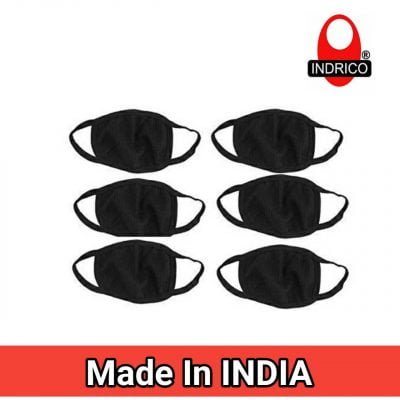 INDRICO® Dust/Anti Pollution Protect Face Mask Mouth & Nose Respirator Dust & Allergy Protection Black (Pack of 6)