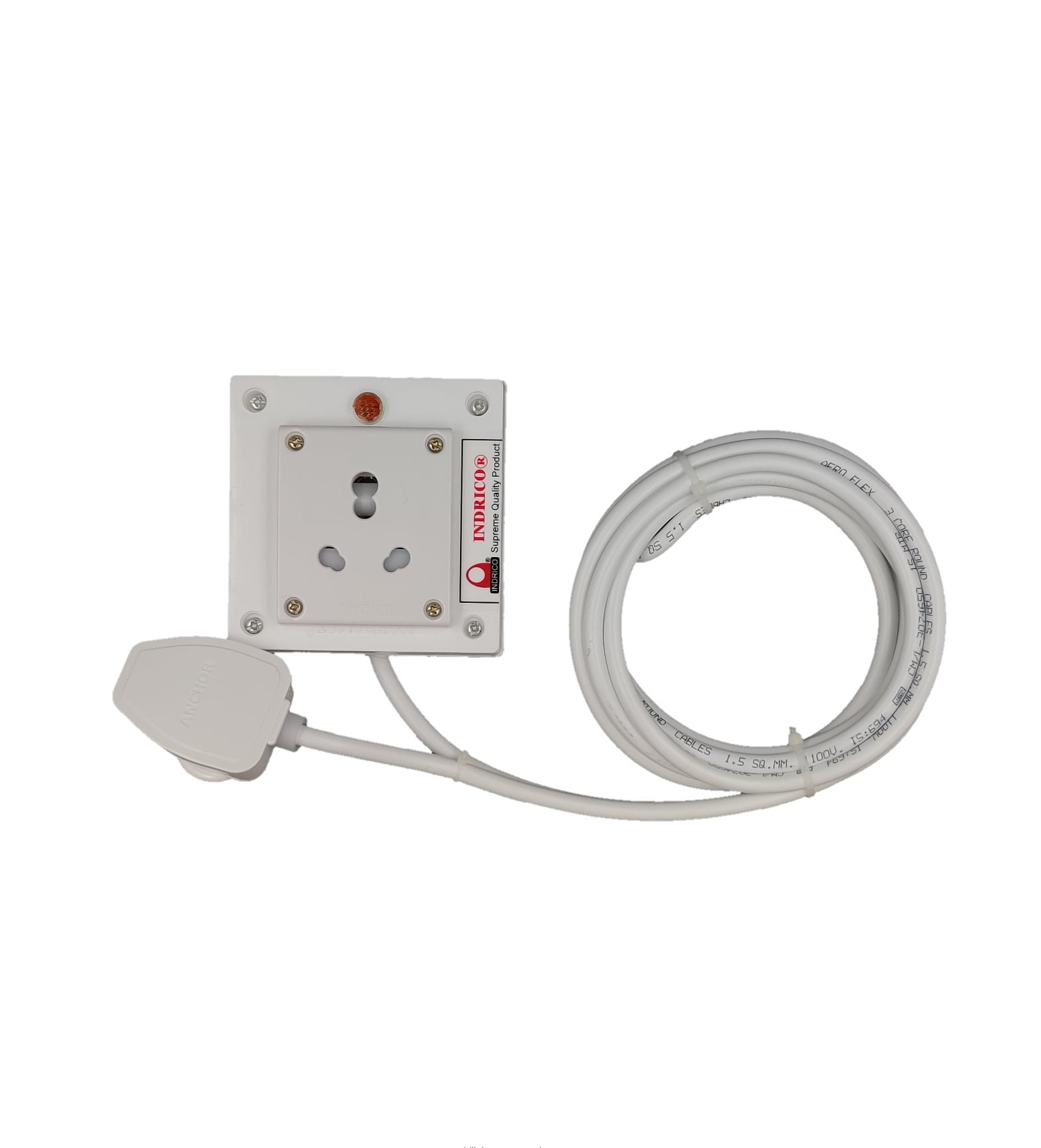 INDRICO® 15 Amps Extension Board With Power Indicator Wired White