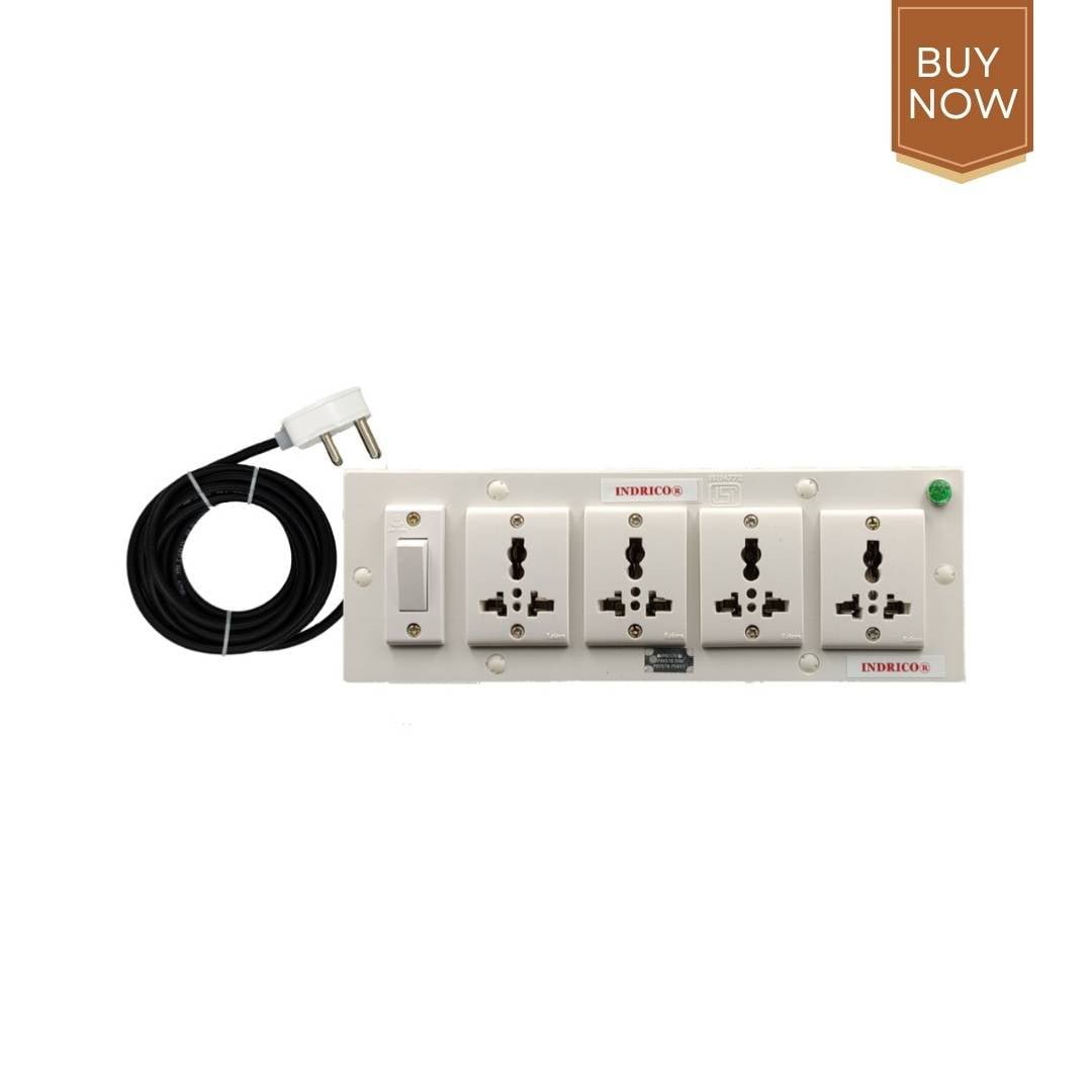 INDRICO® 5050 E-Book 4 + 1 Power Strip Extension Boards with Switch, Indicator, & 4 international sockets